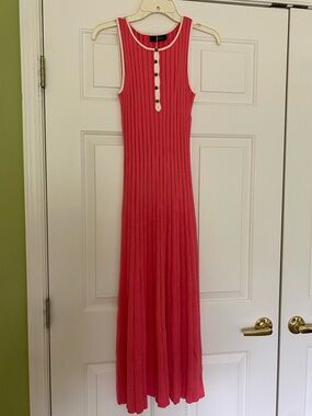 Zesica Sleeveless Pink Ribbed dress with Contrast trim